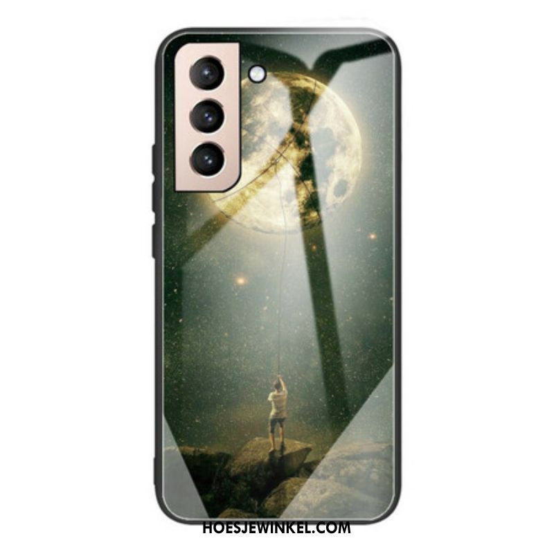 Hoesje voor Samsung Galaxy S21 FE Moon Man Gehard Glas