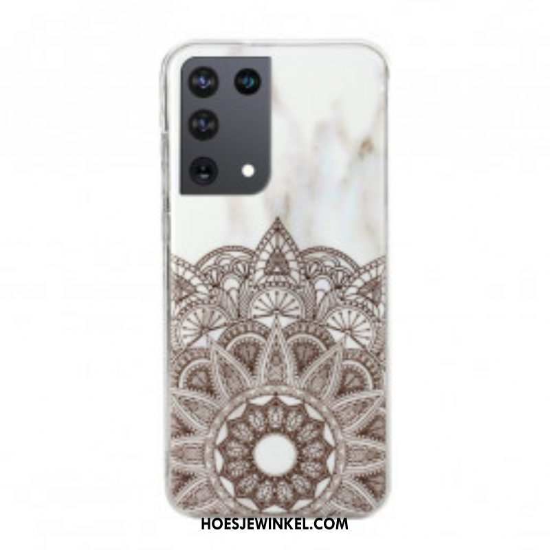 Hoesje voor Samsung Galaxy S21 Ultra 5G Gemarmerde Mandala