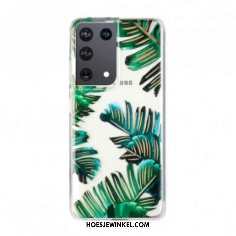 Hoesje voor Samsung Galaxy S21 Ultra 5G Naadloze Groene Bladeren