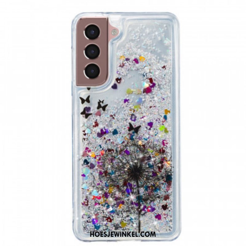 Hoesje voor Samsung Galaxy S22 5G Glitter Paardebloemen