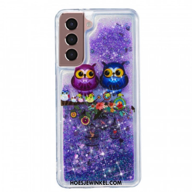 Hoesje voor Samsung Galaxy S22 5G Glitter Uilen