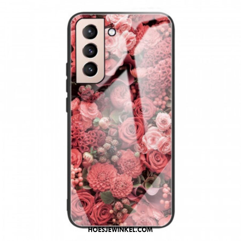 Hoesje voor Samsung Galaxy S22 5G Rose Bloemen Gehard Glas