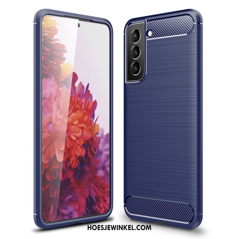 Hoesje voor Samsung Galaxy S22 Plus 5G Geborstelde Koolstofvezel