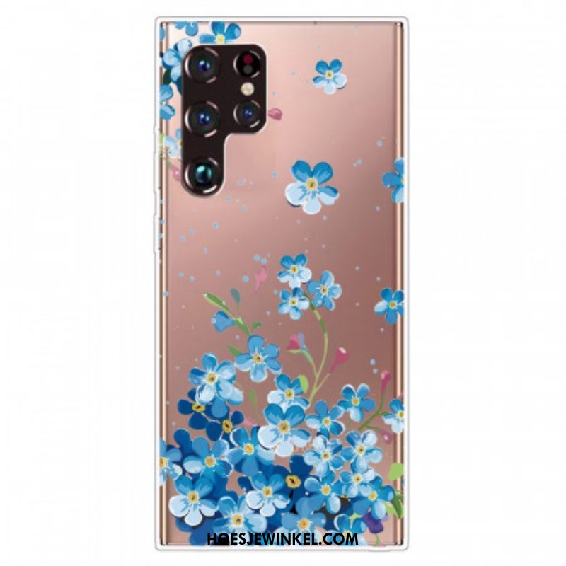 Hoesje voor Samsung Galaxy S22 Ultra 5G Blauwe Bloemen