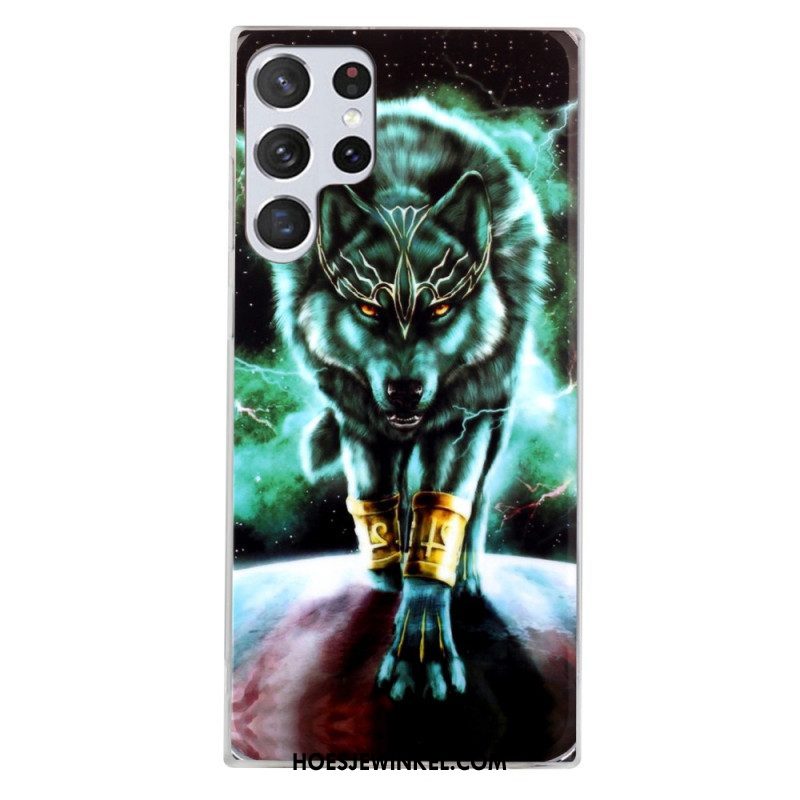 Hoesje voor Samsung Galaxy S22 Ultra 5G Fluorescerende Wolf