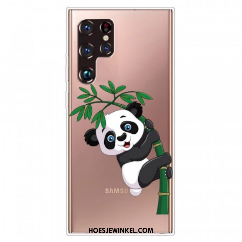 Hoesje voor Samsung Galaxy S22 Ultra 5G Panda Op Bamboe