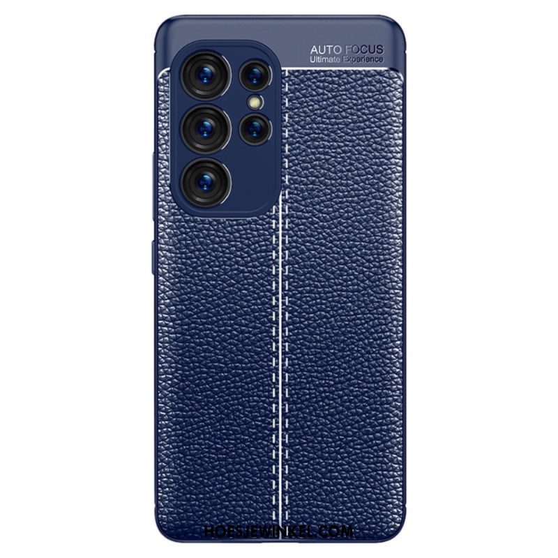 Hoesje voor Samsung Galaxy S23 Ultra 5G Dubbellijnig Litchi-leereffect