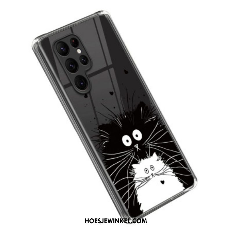 Hoesje voor Samsung Galaxy S23 Ultra 5G Zwarte Kat Witte Kat