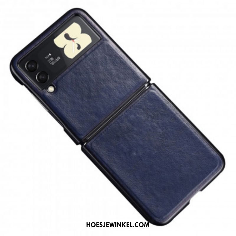 Hoesje voor Samsung Galaxy Z Flip 3 5G Folio-hoesje Stiksels Met Leereffect