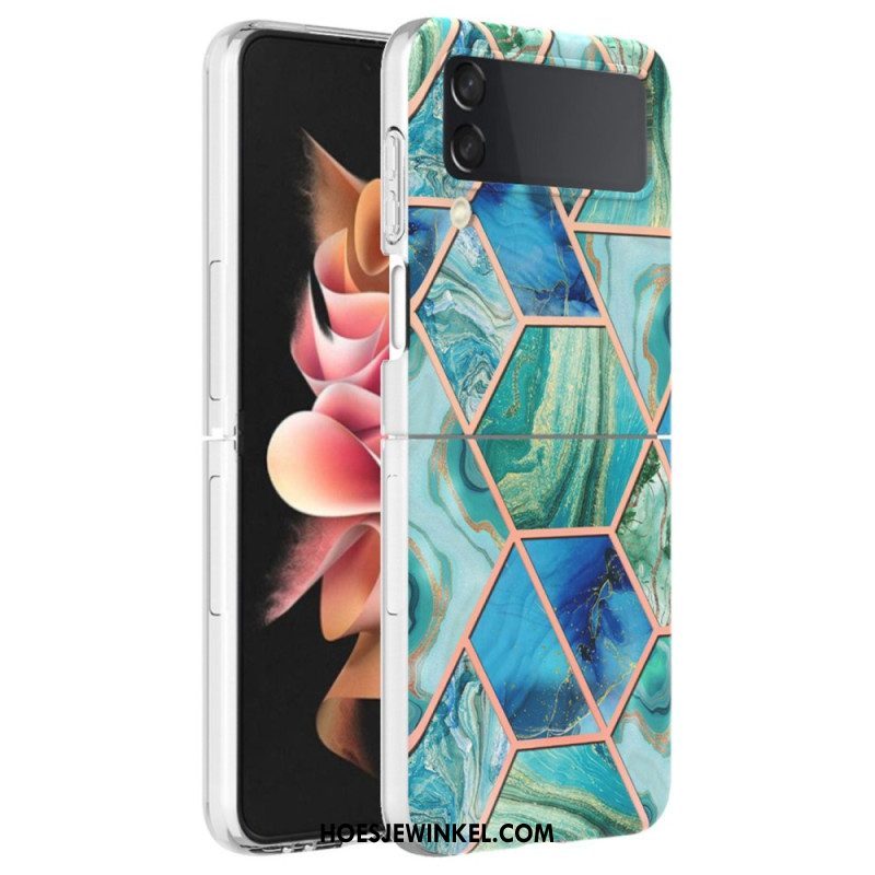 Hoesje voor Samsung Galaxy Z Flip 4 Folio-hoesje Geometrisch Marmer
