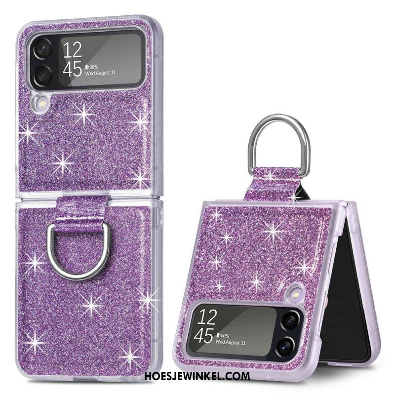 Hoesje voor Samsung Galaxy Z Flip 4 Folio-hoesje Pailletten En Ring