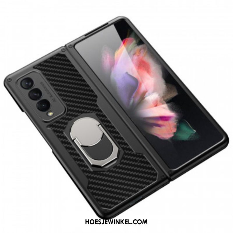 Hoesje voor Samsung Galaxy Z Fold 3 5G Koolstofvezel Ringsteun Gkk