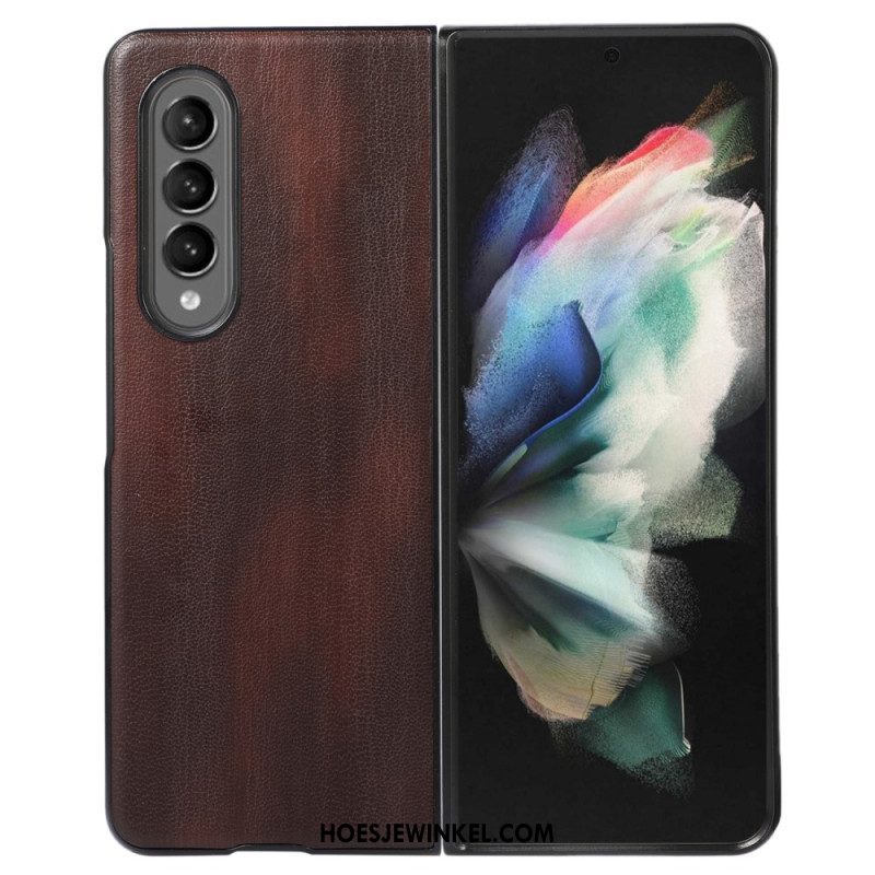 Hoesje voor Samsung Galaxy Z Fold 4 Faux Verouderd Leer