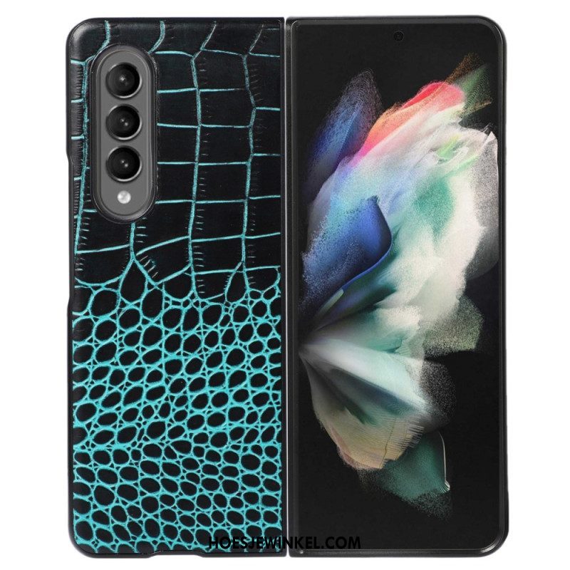 Hoesje voor Samsung Galaxy Z Fold 4 Trendy Echt Leer Met Krokodileffect