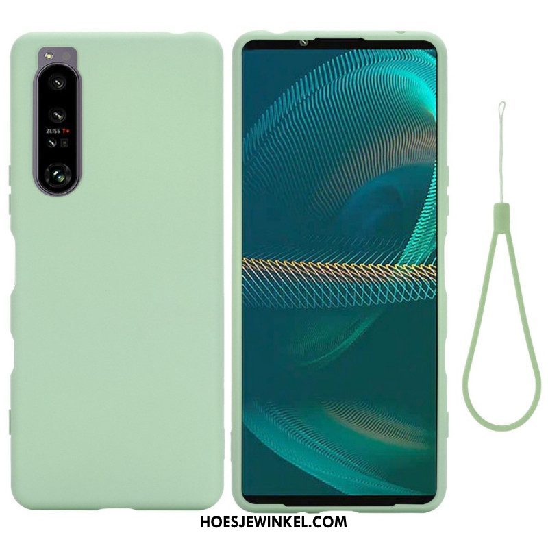 Hoesje voor Sony Xperia 1 IV Met Ketting Vloeibare Siliconen Met Bandjes