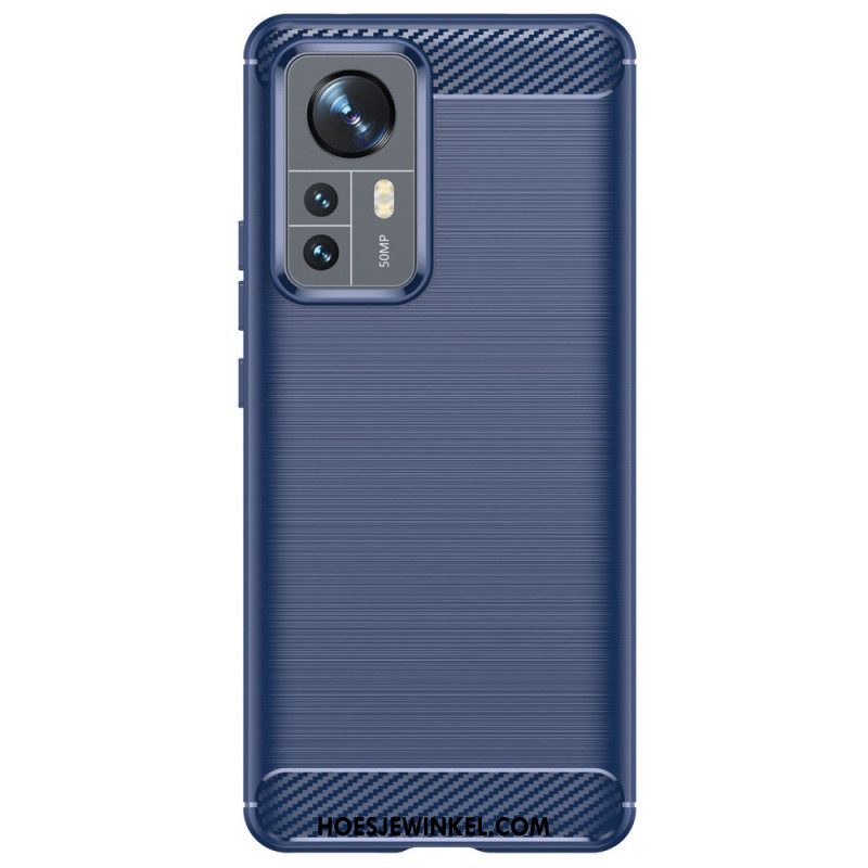 Hoesje voor Xiaomi 12 Pro Geborstelde Koolstofvezel