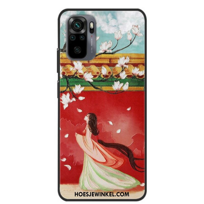 Hoesje voor Xiaomi Redmi Note 10 / 10S Aziatische Bloemenvrouw