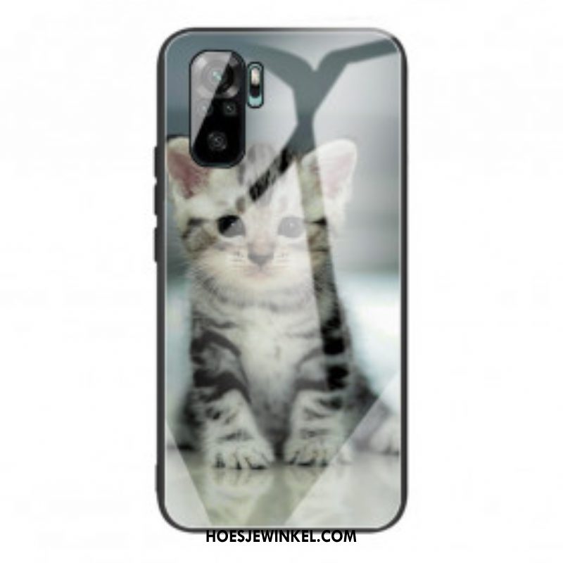 Hoesje voor Xiaomi Redmi Note 10 / 10S Kitten Gehard Glas