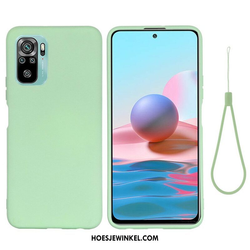 Hoesje voor Xiaomi Redmi Note 10 / 10S Vloeibare Siliconen Met Sleutelkoord