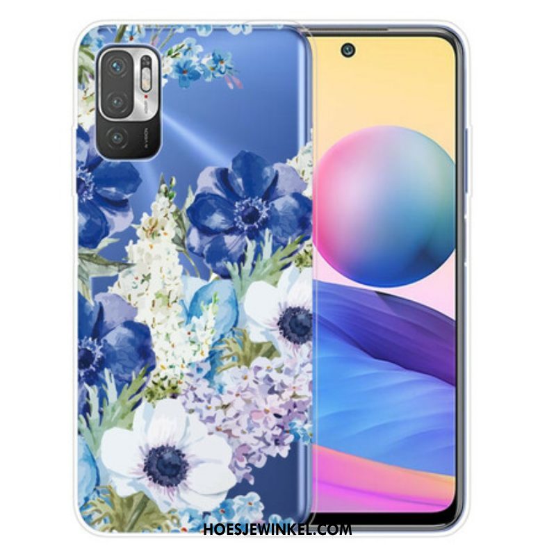 Hoesje voor Xiaomi Redmi Note 10 5G Waterverf Blauwe Bloemen