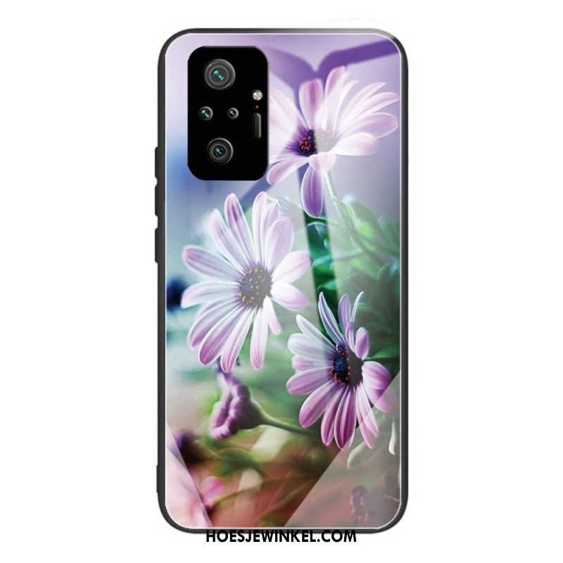 Hoesje voor Xiaomi Redmi Note 10 Pro Gehard Glas Realistische Bloemen