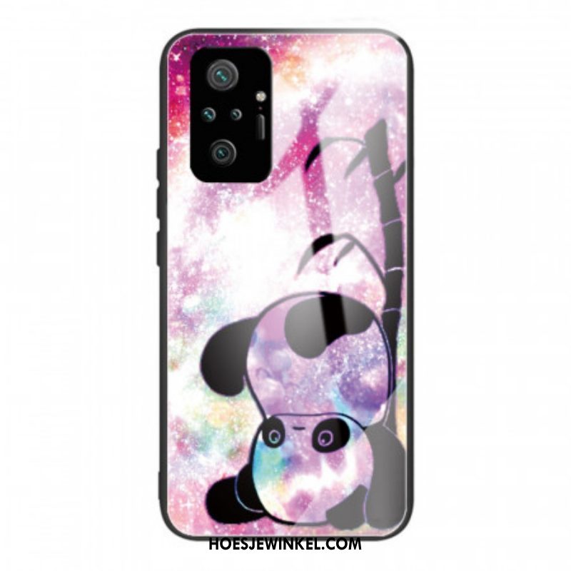 Hoesje voor Xiaomi Redmi Note 10 Pro Panda En Bamboe Gehard Glas