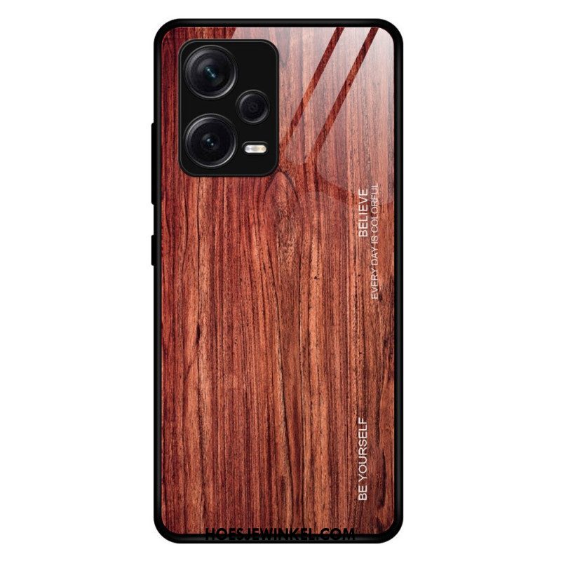 Hoesje voor Xiaomi Redmi Note 12 Pro Plus Houtdesign Gehard Glas