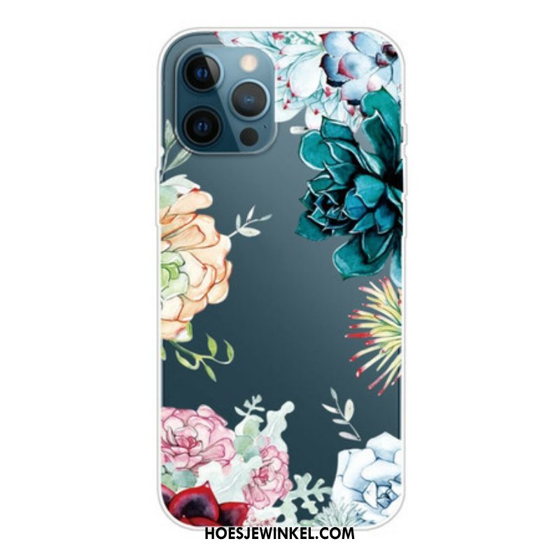 Hoesje voor iPhone 13 Pro Aquarel Bloemen Boven