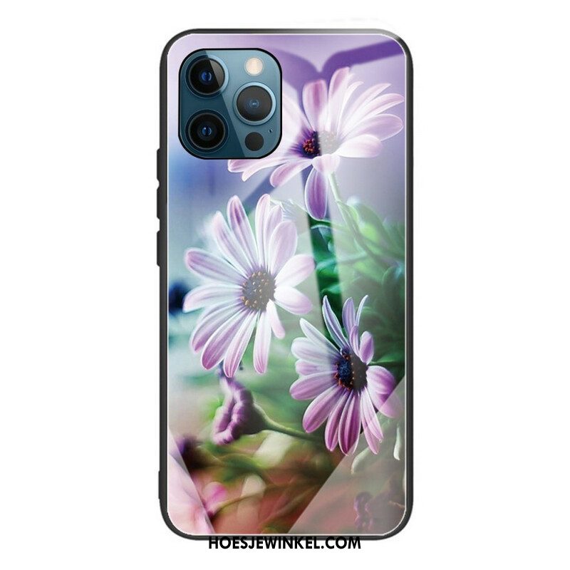 Hoesje voor iPhone 13 Pro Gehard Glas Realistische Bloemen