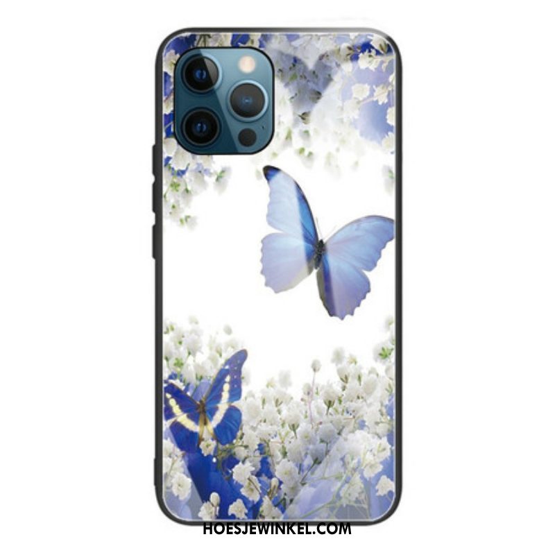 Hoesje voor iPhone 13 Pro Vlinders Design Gehard Glas