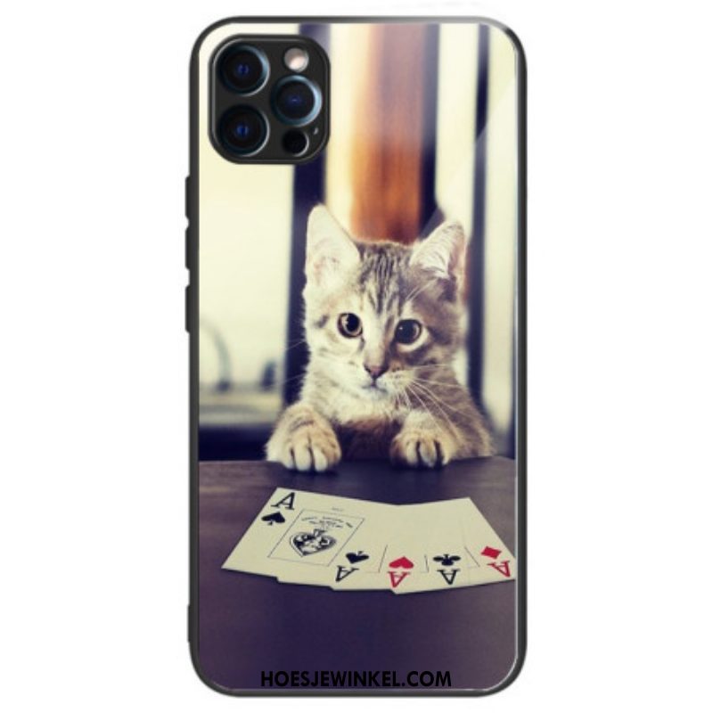 Hoesje voor iPhone 14 Pro Max Pokerkat Van Gehard Glas