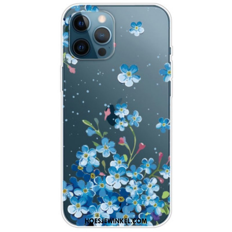 Hoesje voor iPhone 14 Pro Naadloze Blauwe Bloemen