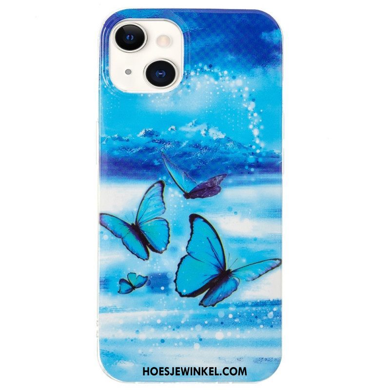 Hoesje voor iPhone 15 Plus Fluorescerende Vlinders