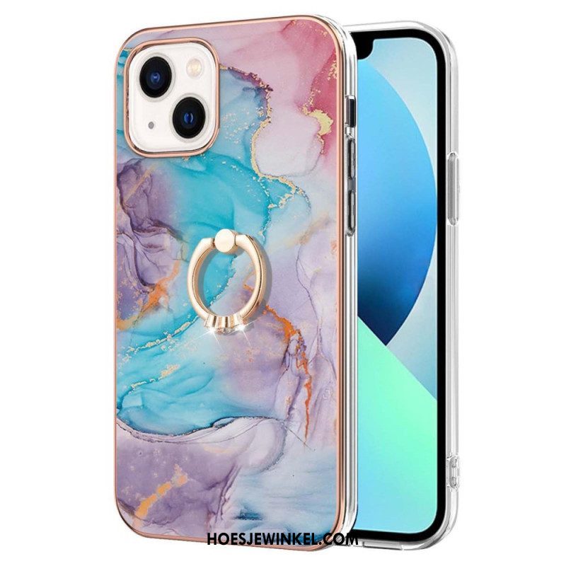 Hoesje voor iPhone 15 Plus Marmeren Steunring