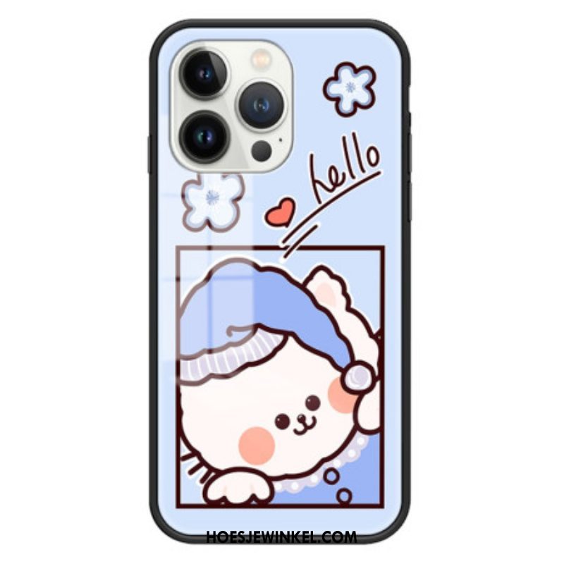 Hoesje voor iPhone 15 Pro Blauw Cat Gehard Glas