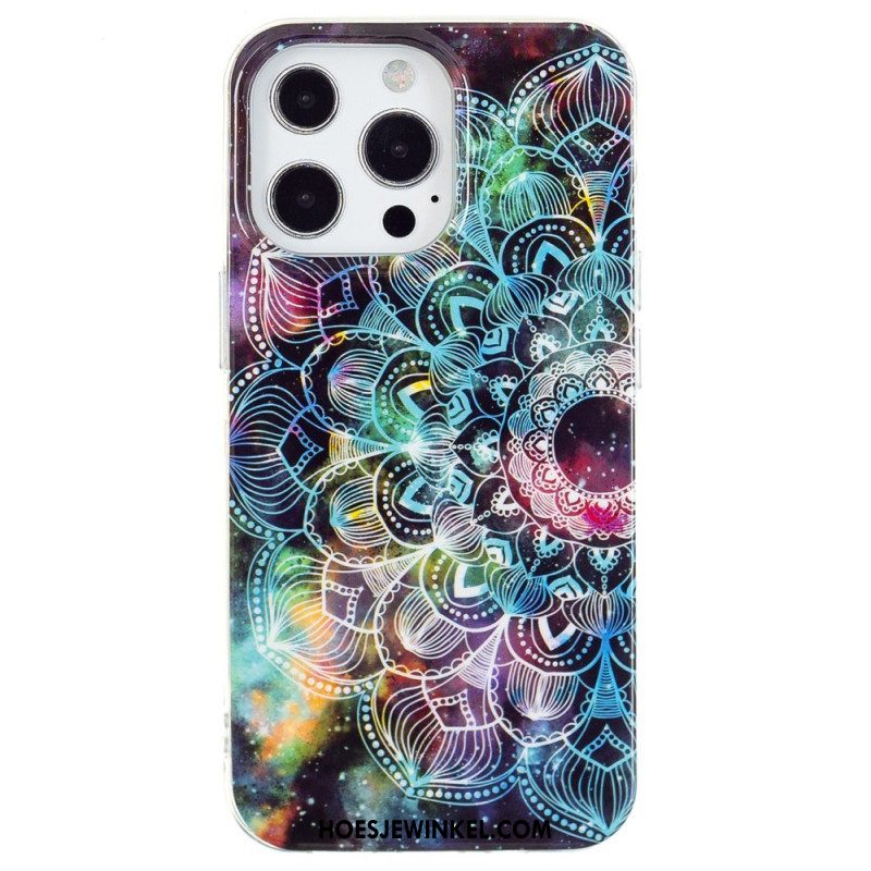 Hoesje voor iPhone 15 Pro Fluorescerende Mandala