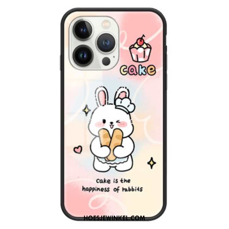 Hoesje voor iPhone 15 Pro Happy Rabbit Gehard Glas