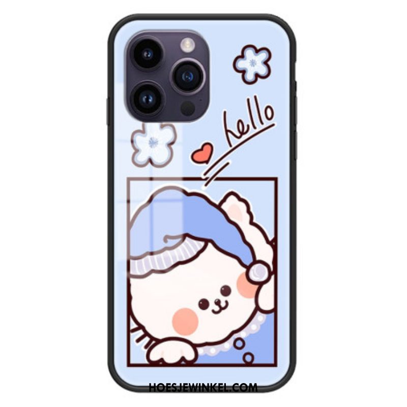 Hoesje voor iPhone 15 Pro Max Blauw Cat Gehard Glas