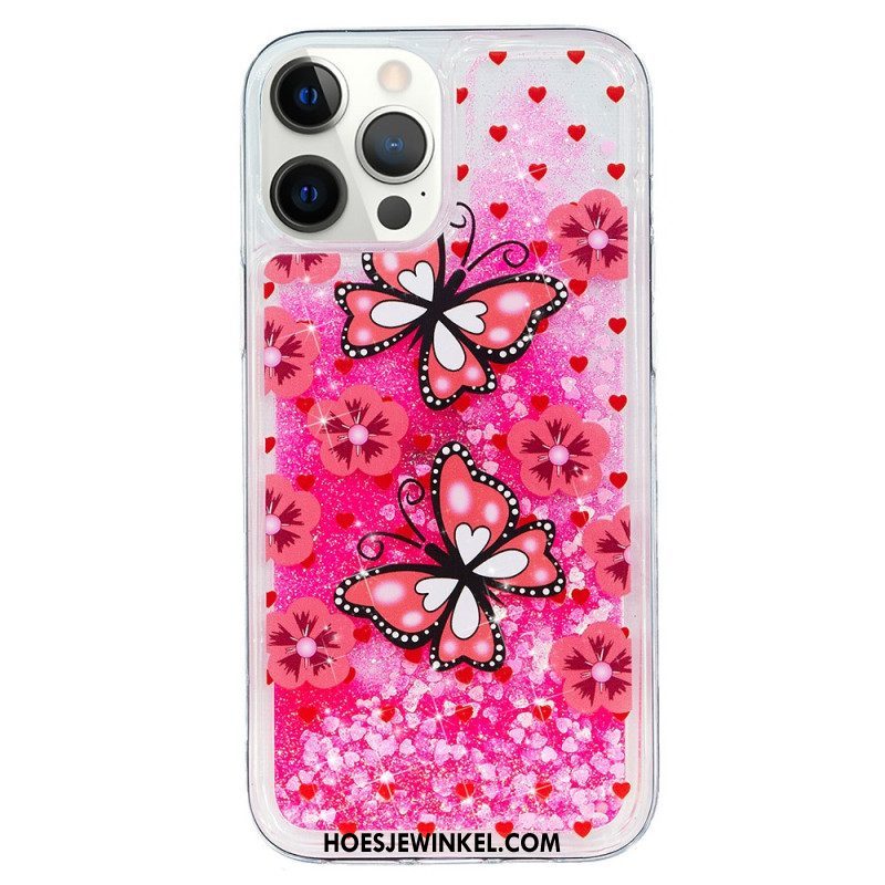 Hoesje voor iPhone 15 Pro Vlinders Glitteren