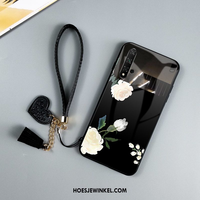 Honor 20 Hoesje Mode Glas Roze, Honor 20 Hoesje Zwart Eenvoudige