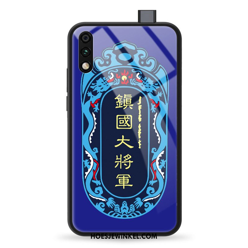 Honor 9x Hoesje Glas Anti-fall Bescherming, Honor 9x Hoesje Blauw Trendy Merk