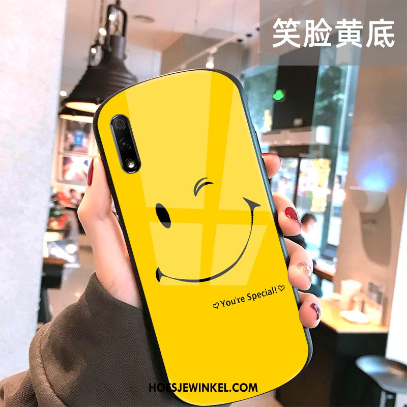 Honor 9x Hoesje Net Red Bescherming Smiley, Honor 9x Hoesje Hard Glas