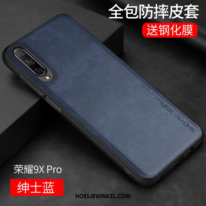 Honor 9x Pro Hoesje Blauw Achterklep All Inclusive, Honor 9x Pro Hoesje Leren Etui Dun