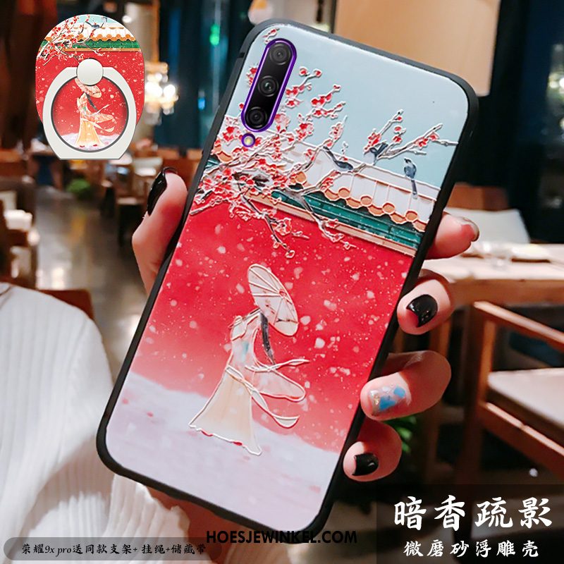 Honor 9x Pro Hoesje Reliëf Dun Hanger, Honor 9x Pro Hoesje Rood Bescherming