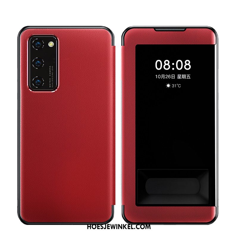 Honor View30 Hoesje Rood Mobiele Telefoon Anti-fall, Honor View30 Hoesje Folio Hoes