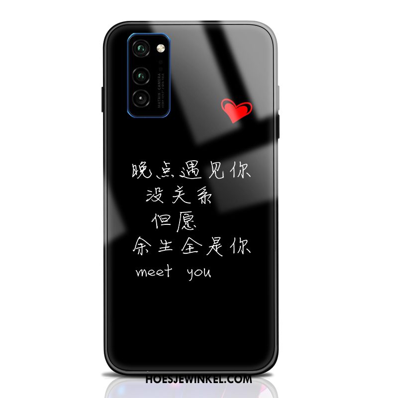 Honor View30 Pro Hoesje Glas Zwart Lovers, Honor View30 Pro Hoesje Persoonlijk Hoes