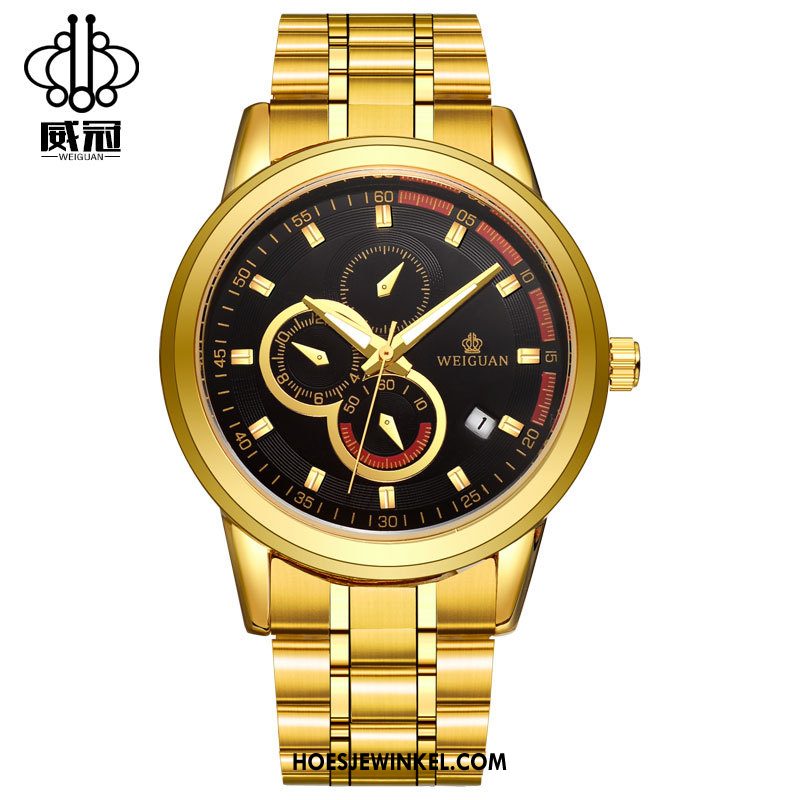 Horloges Heren Automatisch Waterdicht Casual, Horloges Business Kant Gold
