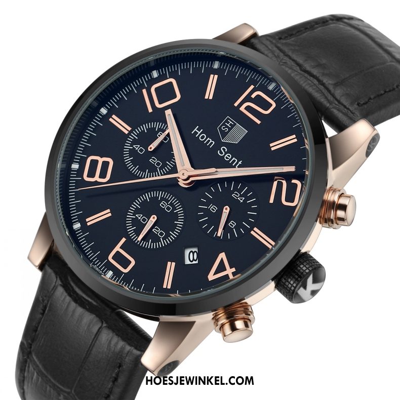 Horloges Heren Elegante Mode Riem, Horloges Quartz Horloge Mannen Schwarz