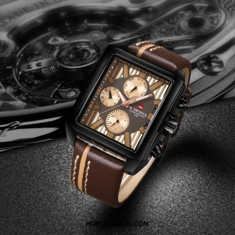 Horloges Heren Quartz Horloge Dun Nieuw, Horloges Waterdicht Echte Schwarz Braun