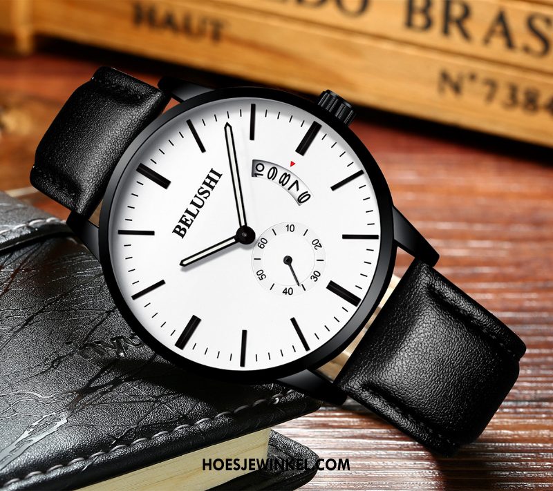 Horloges Heren Quartz Horloge Trend Mannen, Horloges 2018 Mini Weiß Schwarz